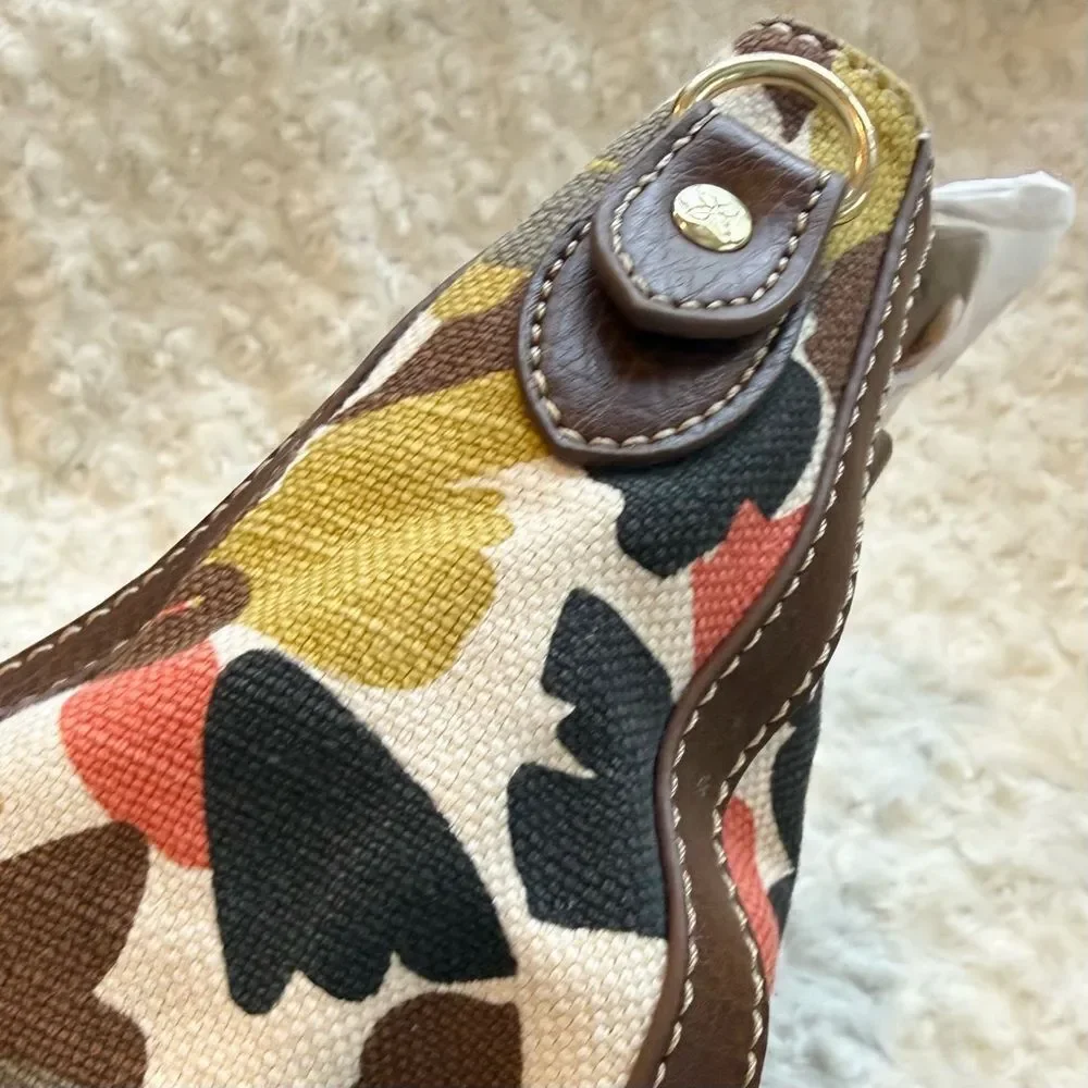 Relic Colorful Floral Fabric Faux Leather Ring Handle Handbag New no strap